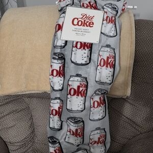 VIRAL DIET COKE CAN LARGE PLUSH VELVET THROW BLANKET GRAY 60 X 70 BRAND NEW